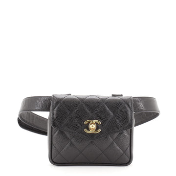 Chanel Vintage CC Flap Waist Bag Quilted Caviar Small