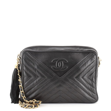 Chanel Vintage Front Pocket Camera Bag Chevron Lambskin Medium