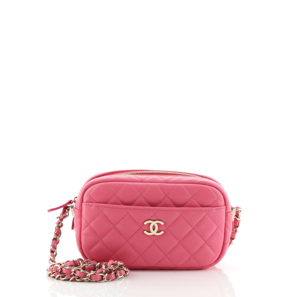 Chanel Camera Case Bag Quilted Caviar Mini Pink 6019644
