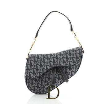 Christian Dior Vintage Saddle Bag Diorissimo Canvas Medium