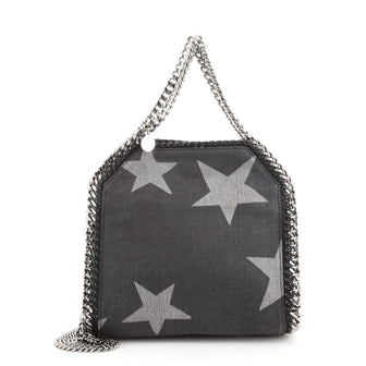 Stella McCartney Falabella Fold Over Crossbody Bag Printed Denim Mini