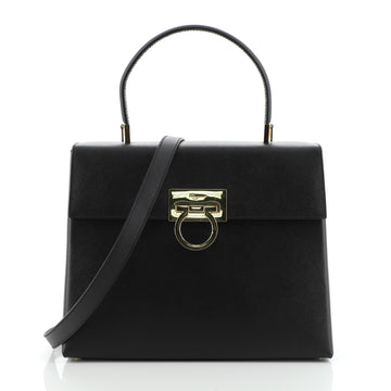 Salvatore Ferragamo Gancini Convertible Top Handle Bag Saffiano Leather Medium