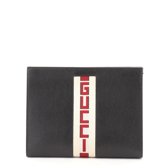 Gucci Logo Stripe Pouch Leather