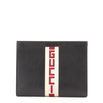 Gucci Logo Stripe Pouch Leather