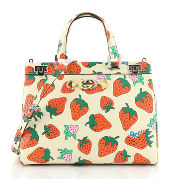 Gucci Zumi Top Handle Bag Printed Leather Medium