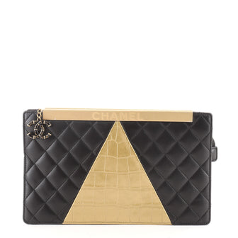Chanel Egyptian Clutch Crocodile Embossed Calfskin and Quilted Lambskin