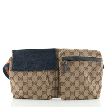 Gucci Vintage Double Belt Bag GG Canvas