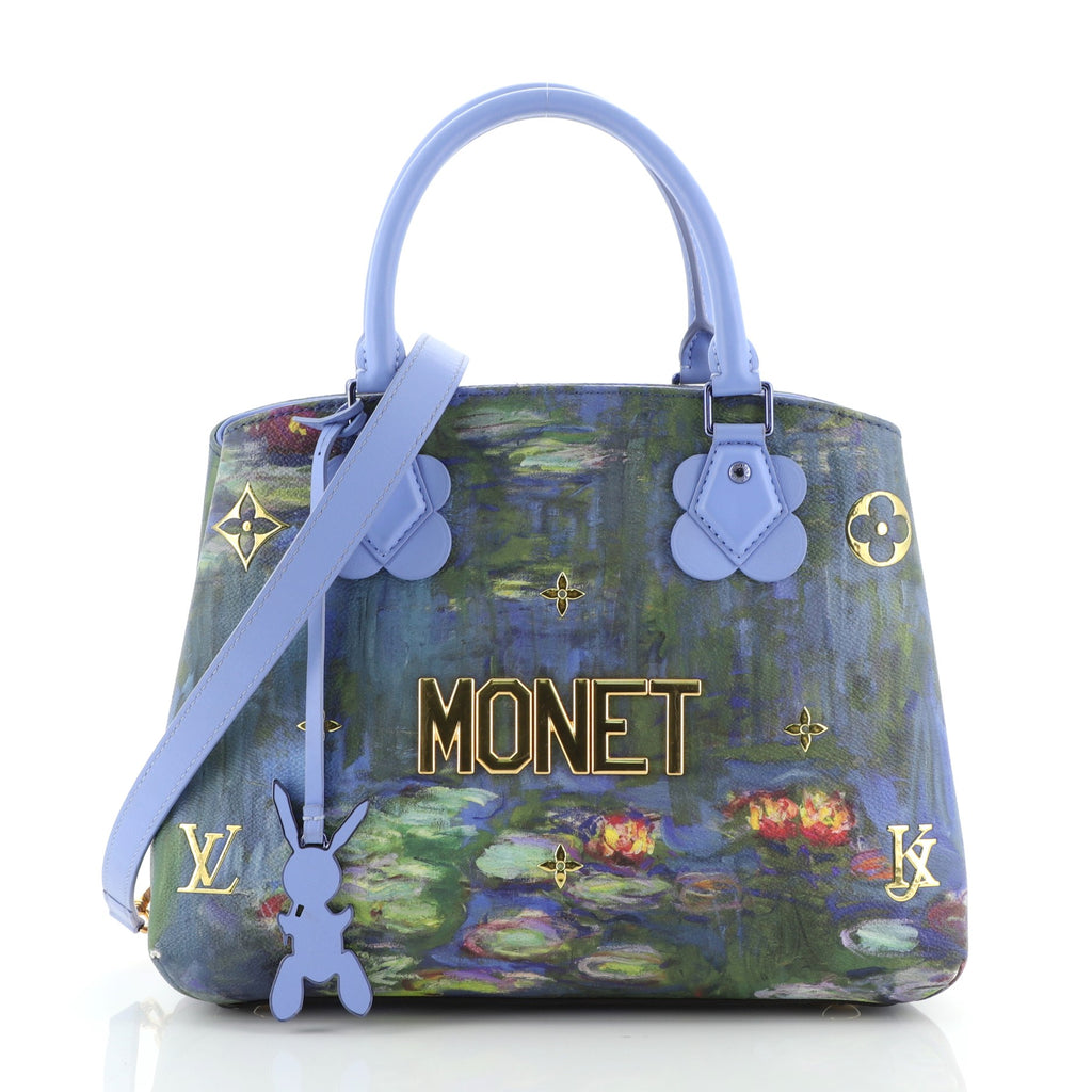 Louis Vuitton Montaigne Handbag Limited Edition Jeff Koons Monet Print  Canvas MM Blue 6025366
