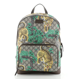 Gucci Zip Pocket Backpack Bengal Print GG Coated Canvas Medium