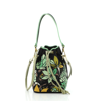 Fendi Mon Tresor Bucket Bag Embroidered Canvas Mini