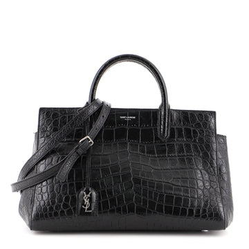 Saint Laurent Rive Gauche Cabas Crocodile Embossed Leather Small