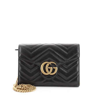 Gucci GG Marmont Chain Wallet Matelasse Leather Mini