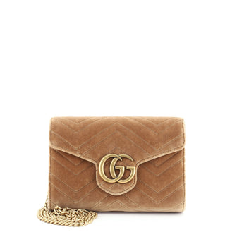Gucci GG Marmont Chain Wallet Matelasse Velvet Mini