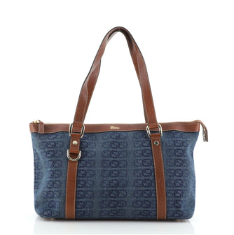 Gucci Abbey Zip Tote Printed Denim Medium