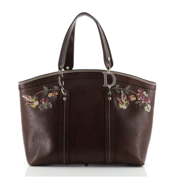 Christian Dior Vintage Tote Embroidered Leather Large
