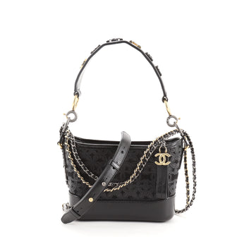 Chanel Gabrielle Hobo with Logo Handle Laser Cut Calfskin and Wool Felt Small