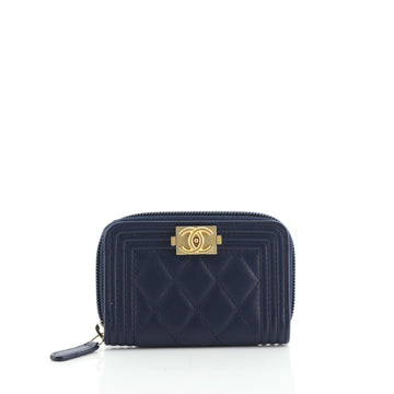 Chanel Boy Zip Coin Purse Quilted Lambskin Small