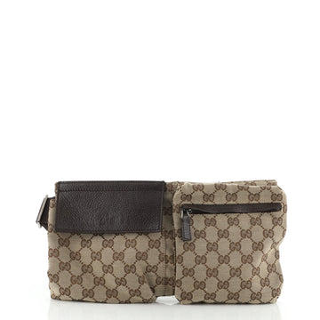 Gucci Vintage Double Belt Bag GG Canvas