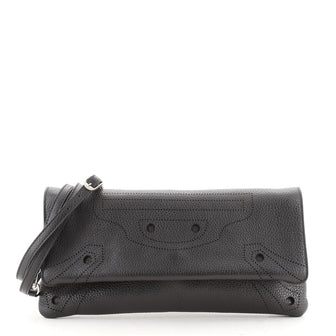 Balenciaga Convertible Blackout Foldover Clutch Leather