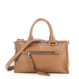 Prada Front Zip Convertible Satchel Vitello Phenix Small