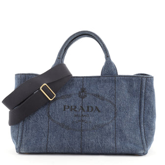 Prada Canapa Convertible Tote Denim Medium