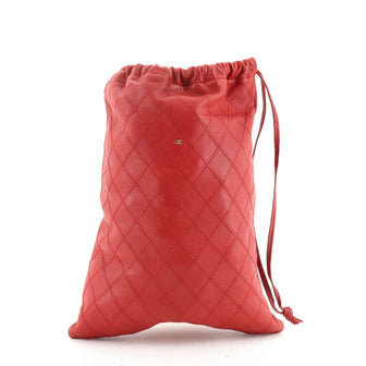 Chanel Vintage Drawstring Pouch Quilted Lambskin