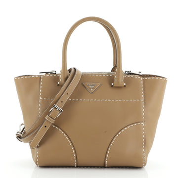 Prada Galleria Double Zip Tote Stitched City Calf Small