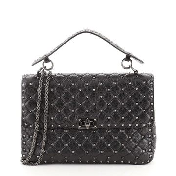 Valentino Rockstud Spike Flap Bag Quilted Leather Large