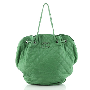 Chanel Cocomark Drawstring Tote Quilted Caviar