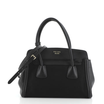 Prada Cuir Frame Convertible Tote Canvas and Saffiano Leather Small