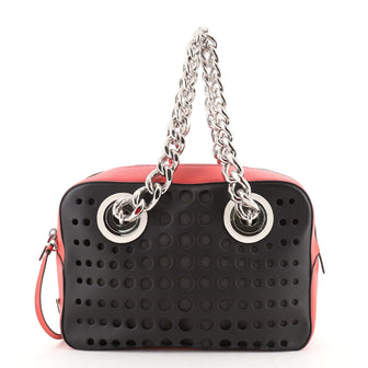 Prada City Fori Chain Shoulder Bag Perforated Calfskin Small