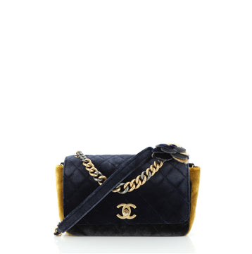 Chanel Private Affair Camellia Flap Bag Quilted Velvet Medium