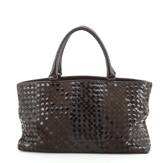 Bottega Veneta Rugiada Tote Suede and Patent Intrecciato Medium