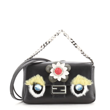 Fendi Monster Baguette Leather and Fur Micro