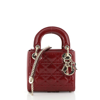 Christian Dior Lady Dior Chain Bag Cannage Quilt Patent Mini