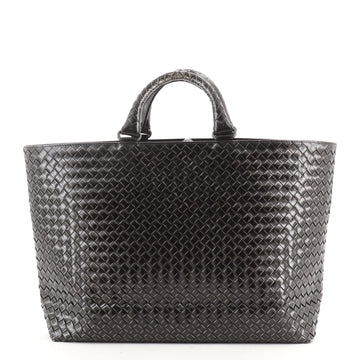 Bottega Veneta Open Tote Intrecciato Patent Medium