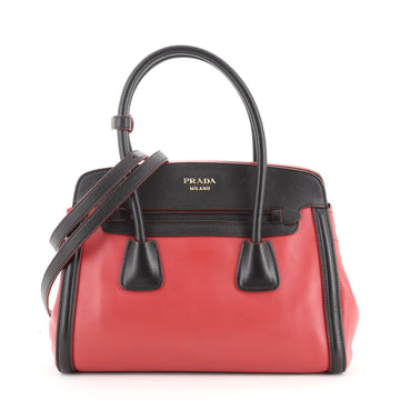 Prada Cuir Frame Convertible Tote City Calf with Saffiano Small