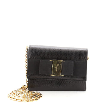 Salvatore Ferragamo Ginny Chain Waist Bag Lizard Embossed Leather Small