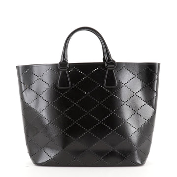 Prada Convertible Tote Perforated Vernice Saffiano Leather Large