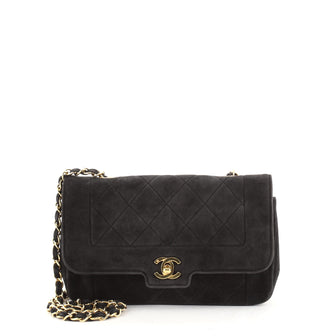 Chanel Vintage CC Chain Flap Bag Quilted Suede Small