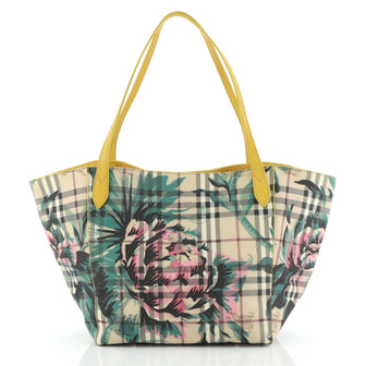 Burberry Canter Tote Printed Haymarket Coated Canvas and Leather Small