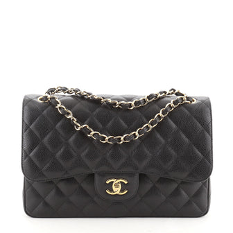 Chanel Classic Double Flap Bag Quilted Caviar Jumbo