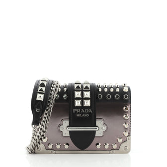 Prada Cahier Crossbody Bag Studded City Calf with Saffiano Small
