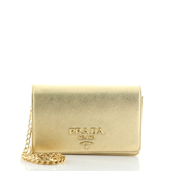 Prada Chain Wallet Crossbody Saffiano Leather