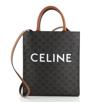 Celine Vertical Cabas Tote Triomphe Coated Canvas Small