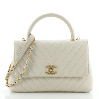 Chanel Coco Top Handle Bag Chevron Caviar Small