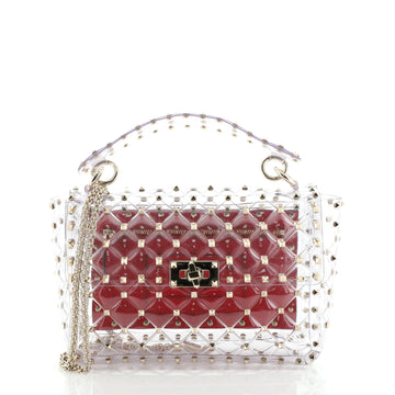 Valentino Rockstud Spike Flap Bag Quilted PVC Medium