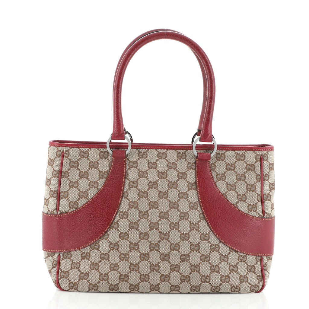 Gucci Vintage Zip Tote GG Canvas with Leather Medium 60397