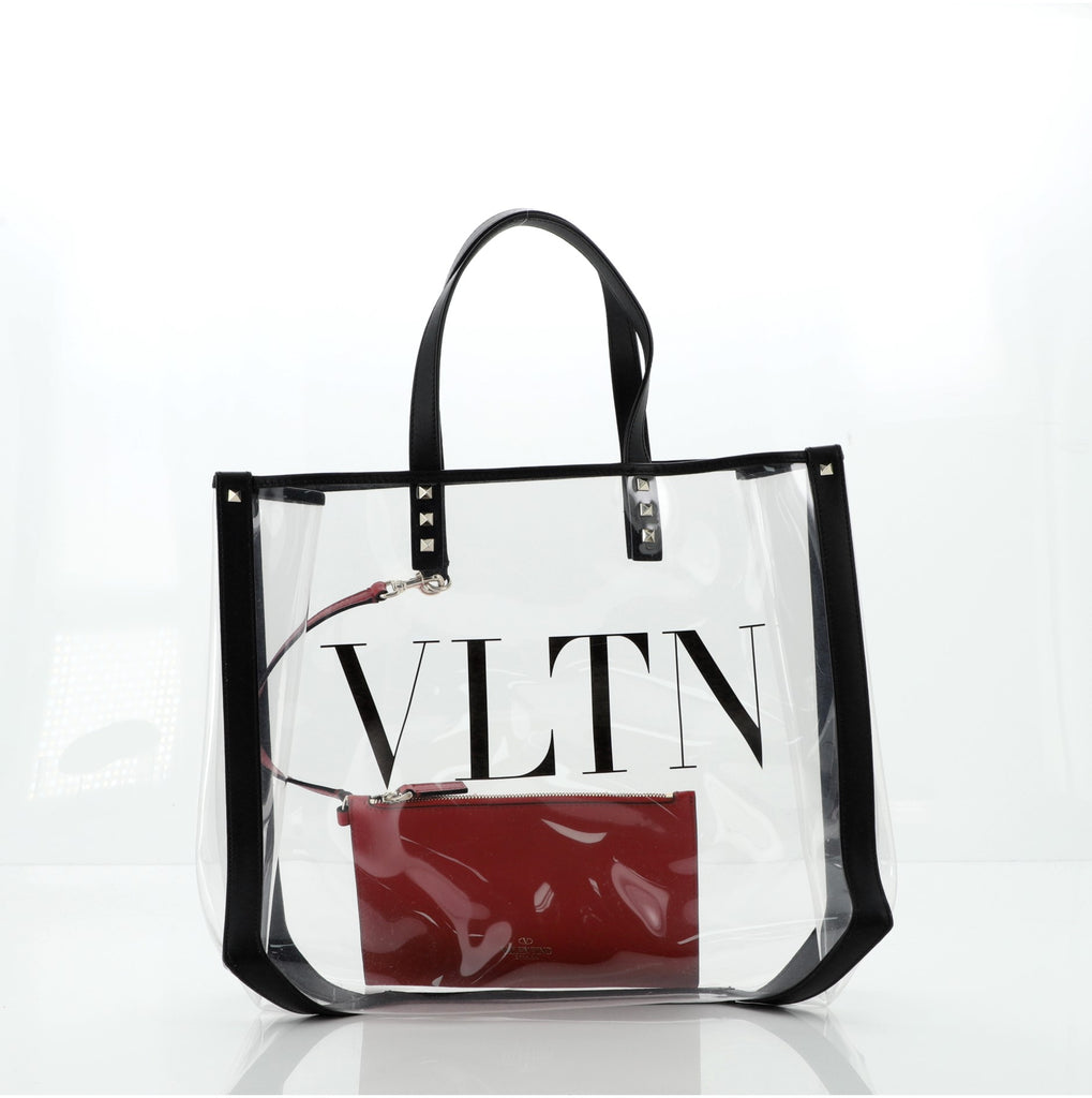 Valentino Garavani Red small VLTN red transparent tote bag