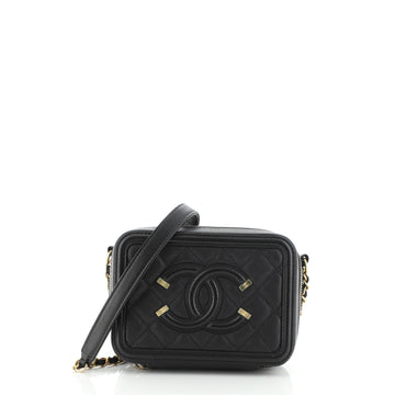Chanel Filigree Vanity Clutch with Chain Quilted Caviar Mini